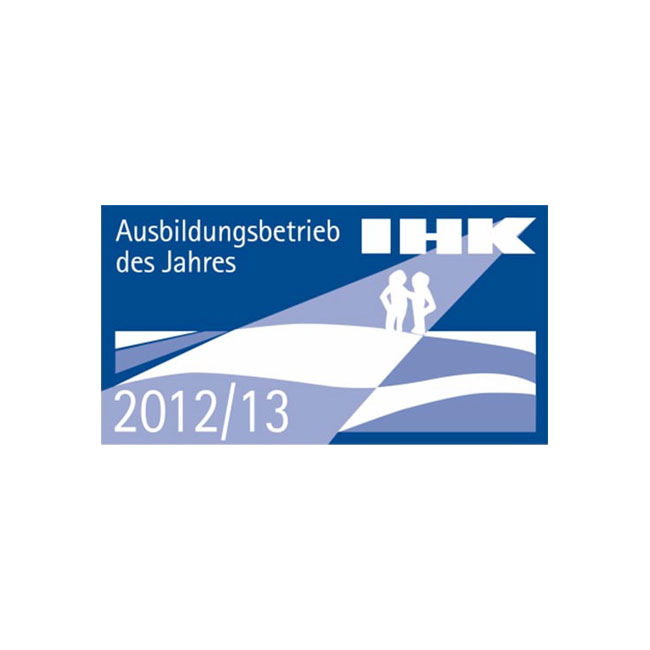Siegel "Ausbildungsbetrieb des Jahre 2012/2013" von der IHK